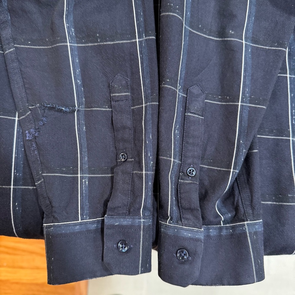 Reiss Navy Striped Dress Shirt- Slim Fit (XL) - Picture 6 of 8